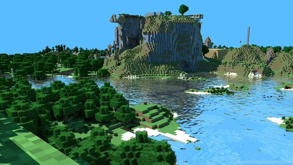 Wallpapers Minecraft Pokemon Water Mountains Forest Copyright ...