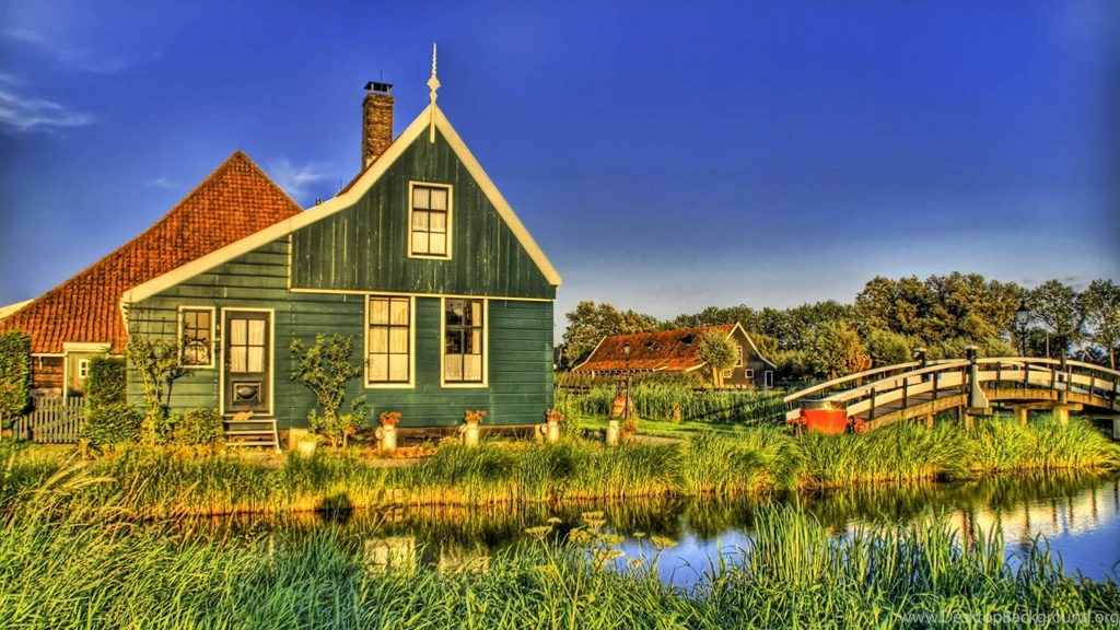 Download Wallpapers 1920x1080 House, Grass, Bridge, Country Full HD ...