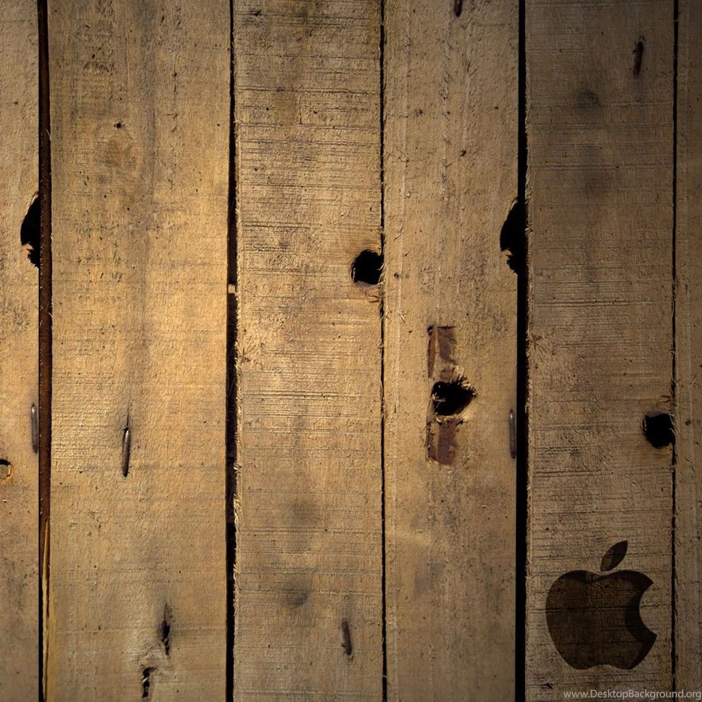 Wood And Apple Logo iPad Wallpapers Download