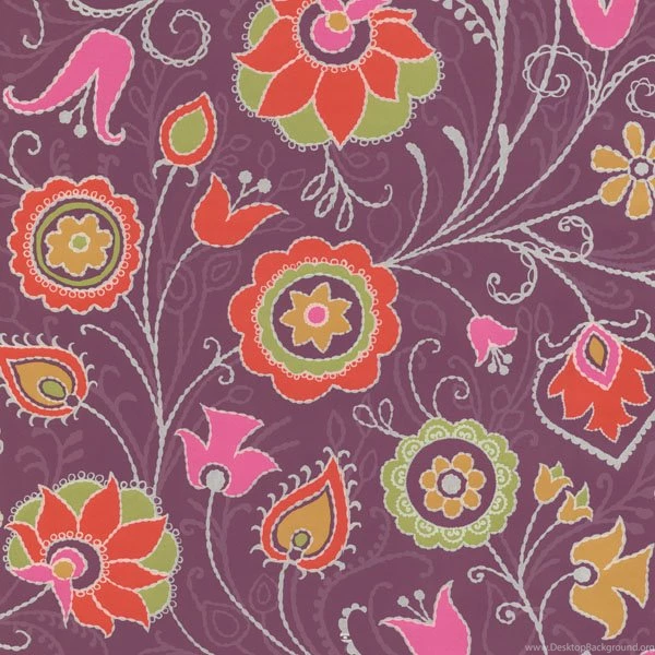 314022 Purple Primitive Jacobean   Eijffinger Wallpapers