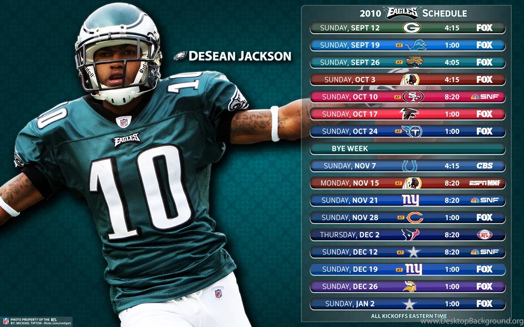 2010 Philadelphia Eagles Schedule   DeSean Jackson