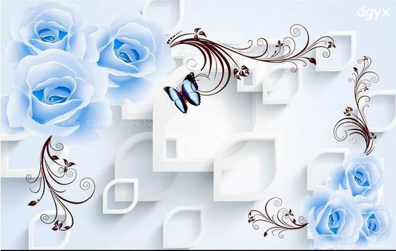 Aliexpress.com : Buy Blue Rose Desktop Wallpapers Wood Papel De ...