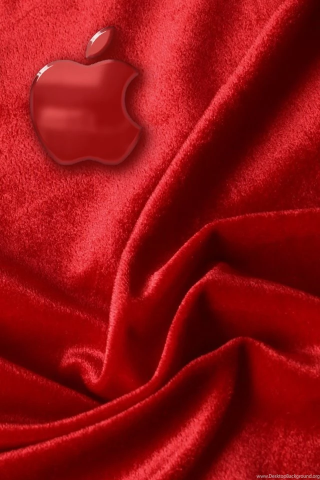 Crystal Apple Logo On The Red Satin Wallpapers   Free iPhone Wallpapers