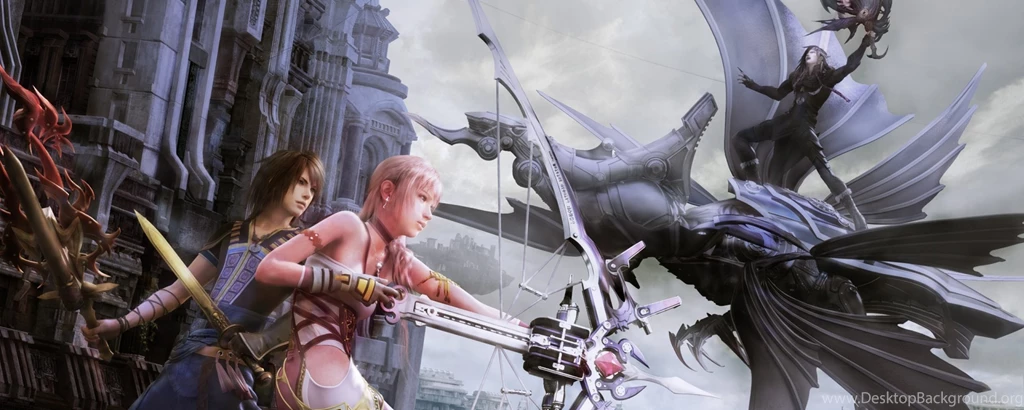 Download Wallpapers 2560x1024 Final Fantasy Xiii 2, Girl, Bow, Bird ...