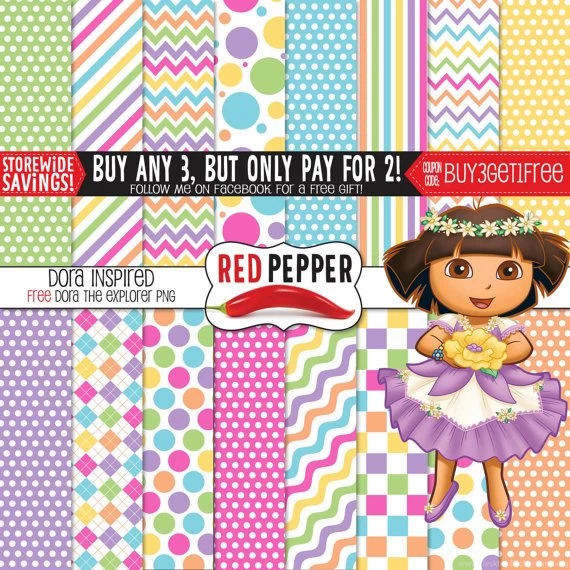 Dora The Explorer Digital Paper: DORA THE By RedPepperPapers