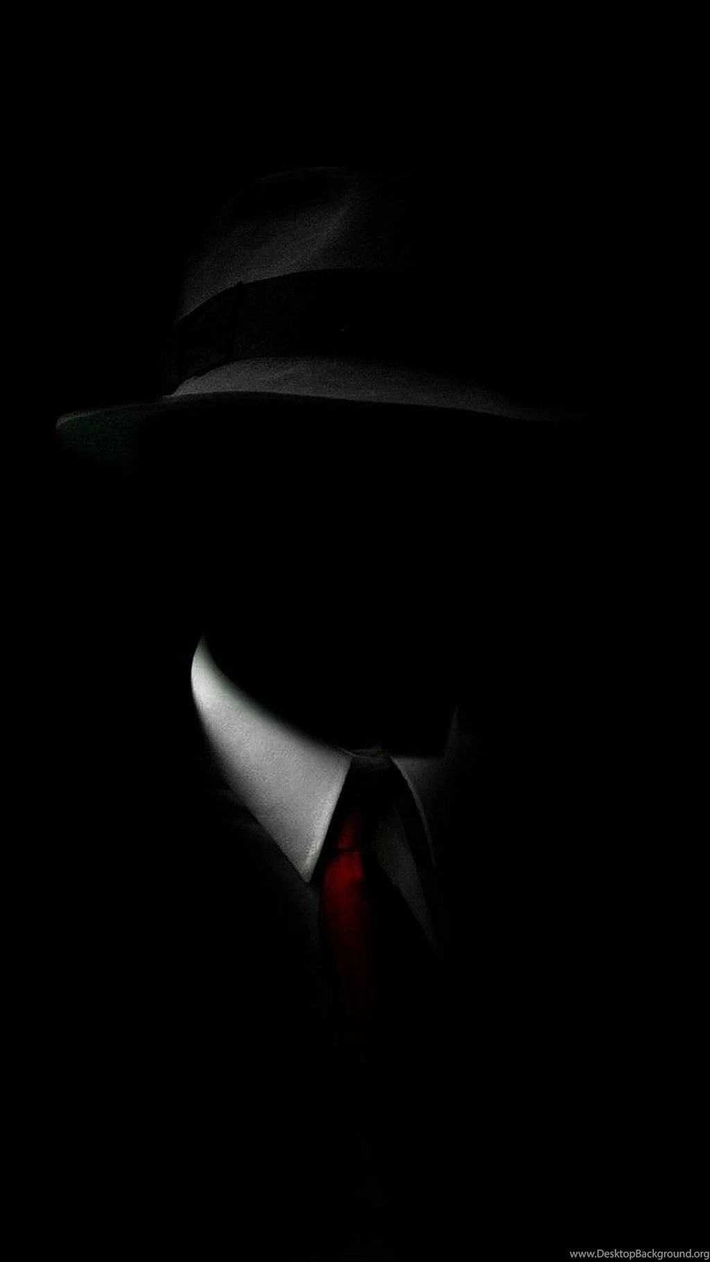 Shadow Man Black Suit Hat Red Tie Android Wallpapers Free Download