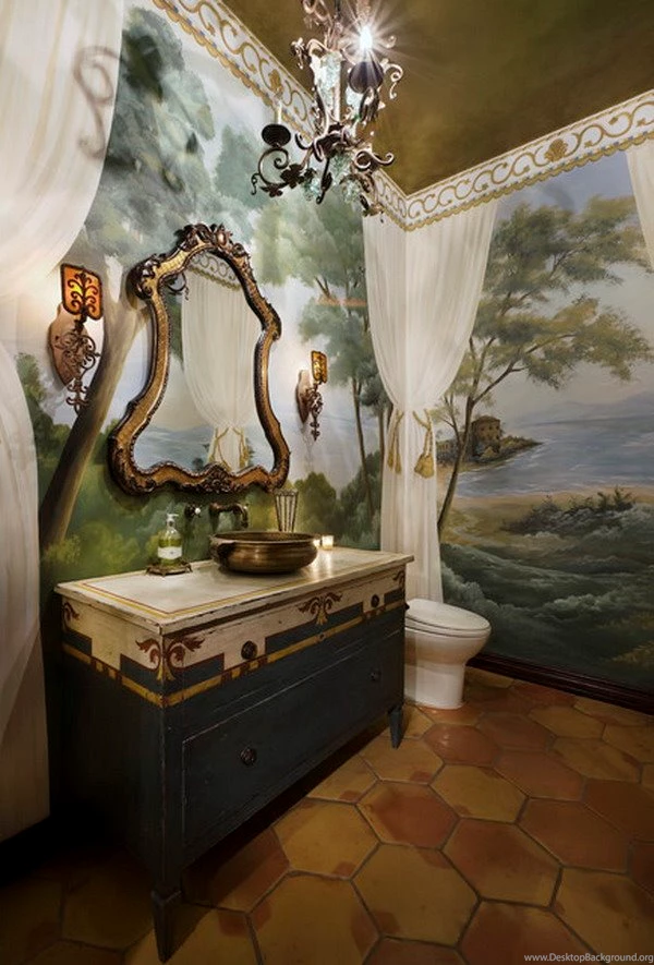 Bathroom Ideas With Tuscan Wall Mural Wallpapers Mural Ideas 15689 Desktop Background
