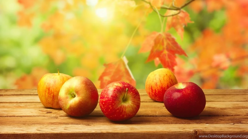 Leaves, Apples, Table, Fruit, Background, Autumn, Harvest HD ...