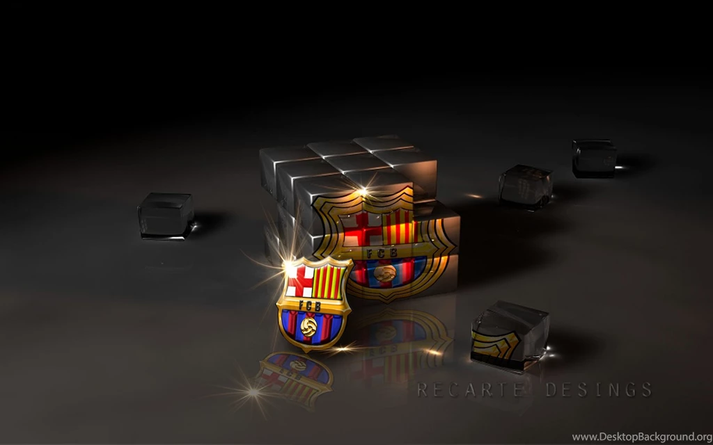 3D Barcelona FC Logo Cubic Glass HD Wallpapers
