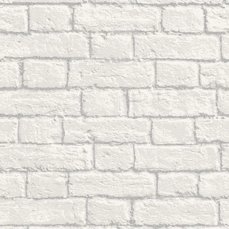 Coloroll Glitter Brick Wallpapers In White   M1038