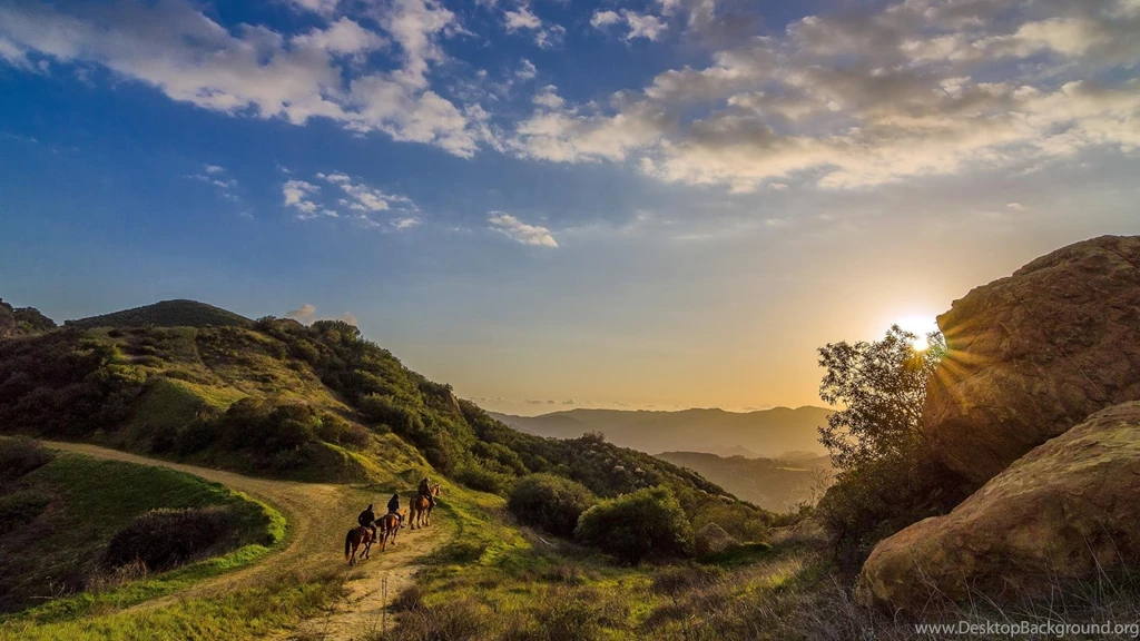 RIDING ON A HORSE TAIL AT SUNRISE WALLPAPER   (