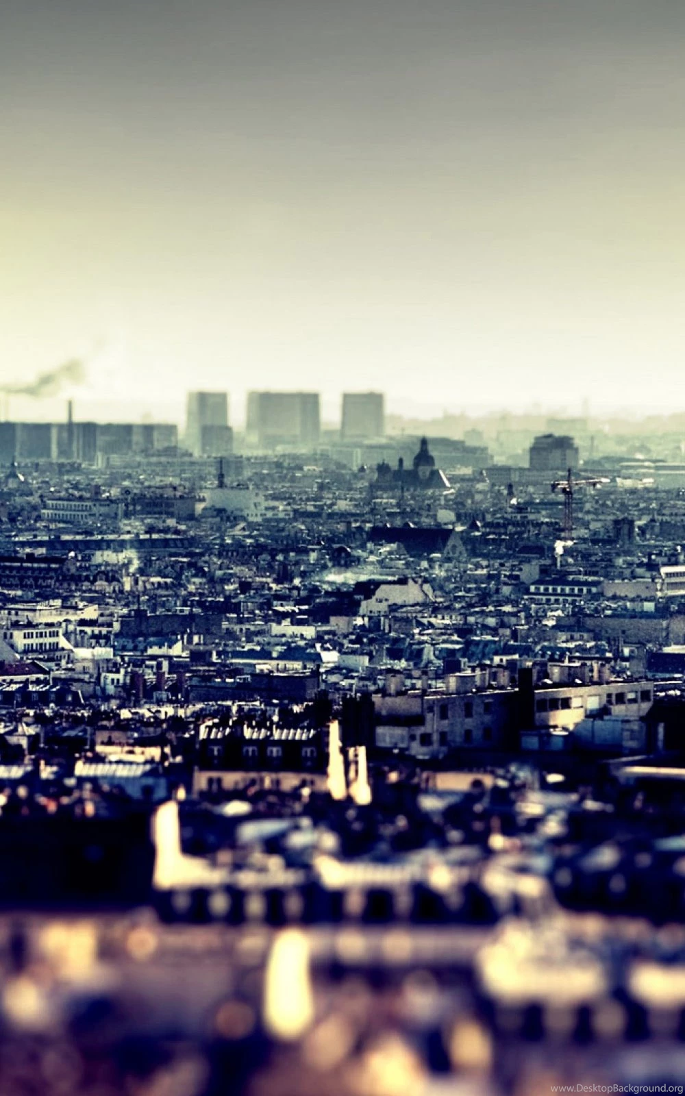 Tilt Shift Grey City Skyline Android Wallpapers Free Download