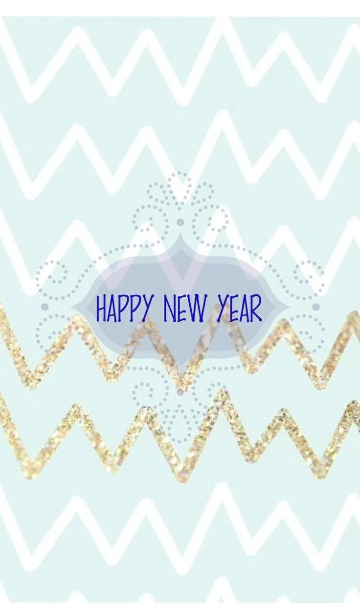Happy New Year Mint And Gold Chevron Wallpapers