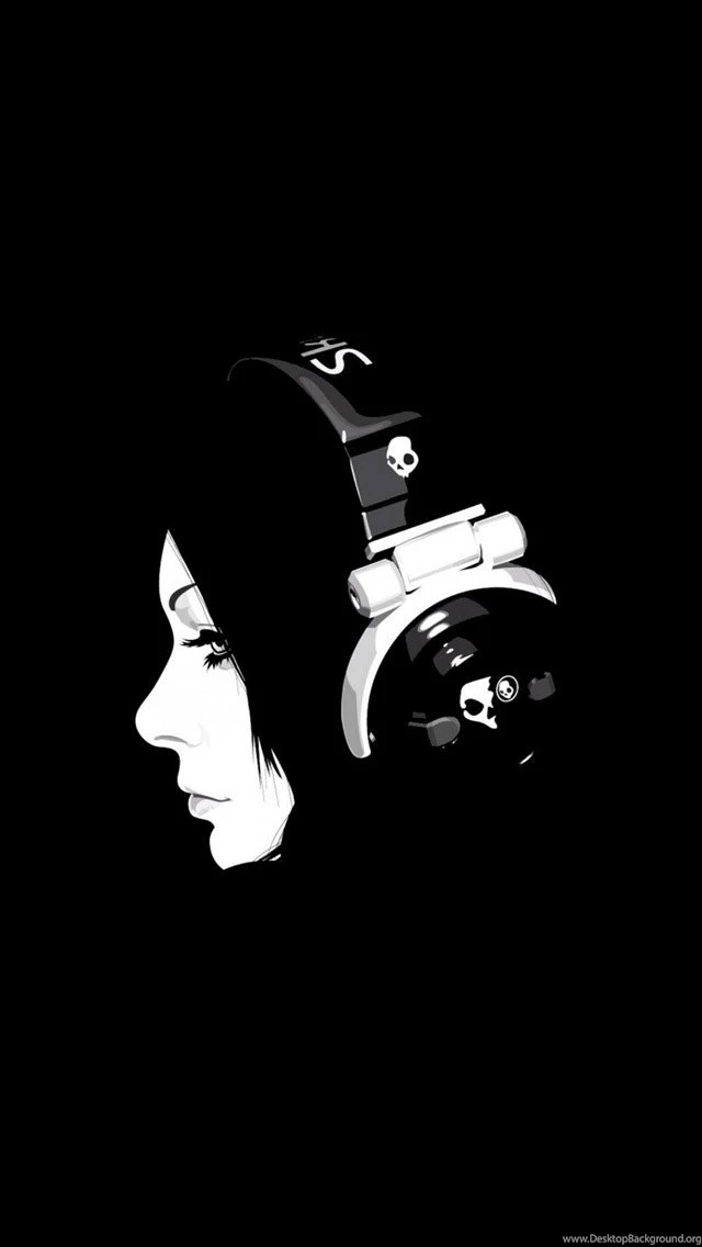 Girl Listening To Music On Headphones iPhone 5 Wallpapers (640x1136)