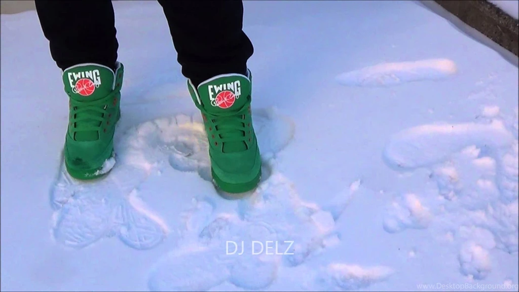 Ewing Athletics 33 Hi St Patrick's Day Sneaker On Foot In Snow W ...