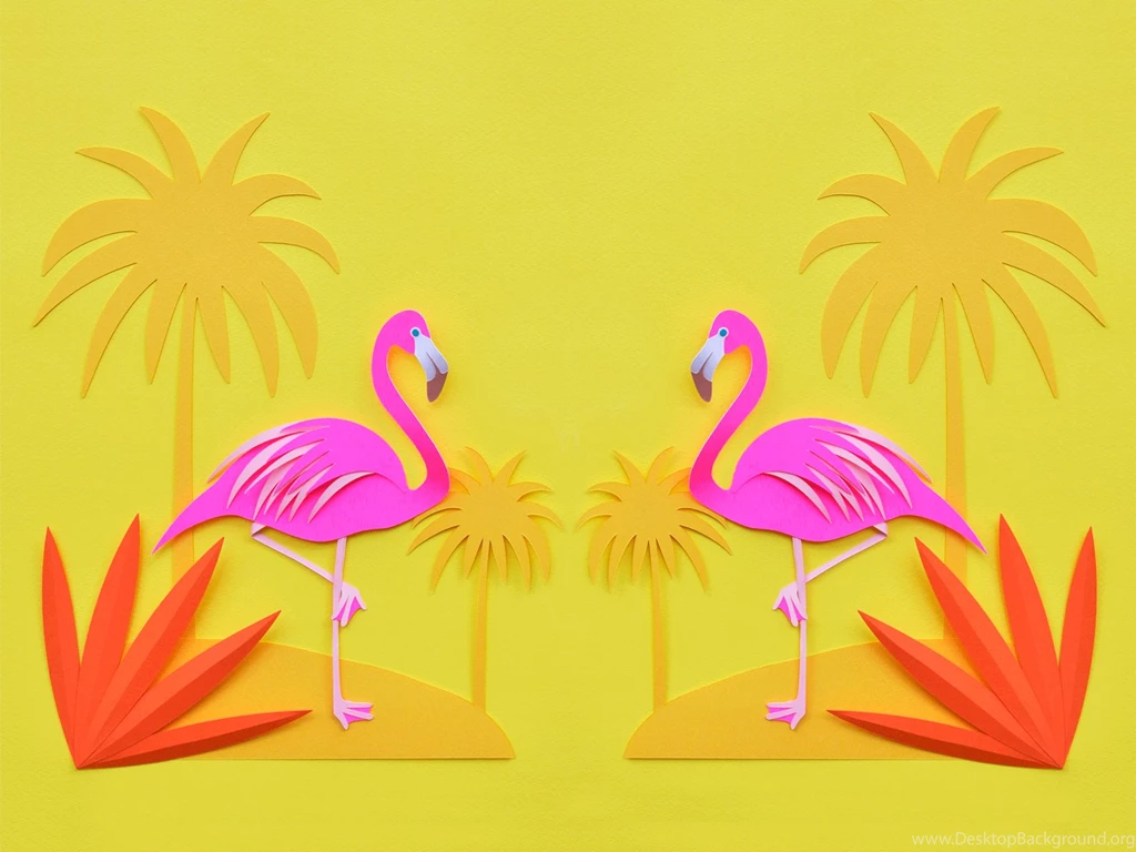 Flamingos And Palm Trees Love!