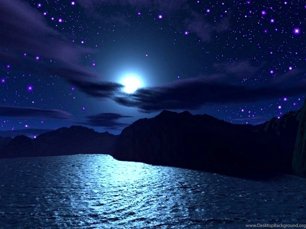 Wallpapers Fullmoon Starry Night With Full Moon And The Ocean Hd ...