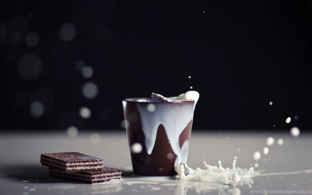 Drink, Macro Photo, Splashing, Cup, Cookies, Particle, Milk, Wallpapers