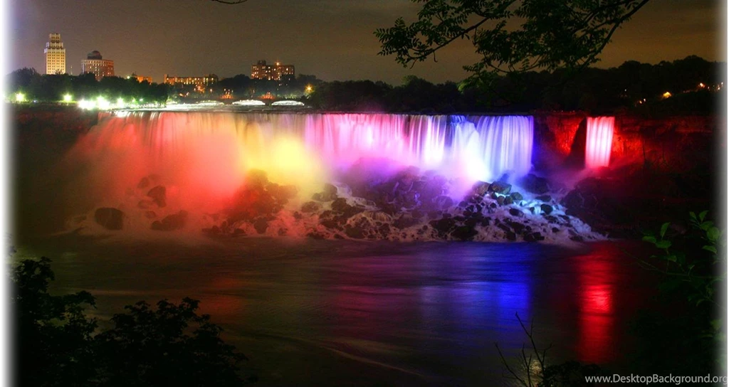 Colorfull Niagara Falls Beautiful Night Wallpa