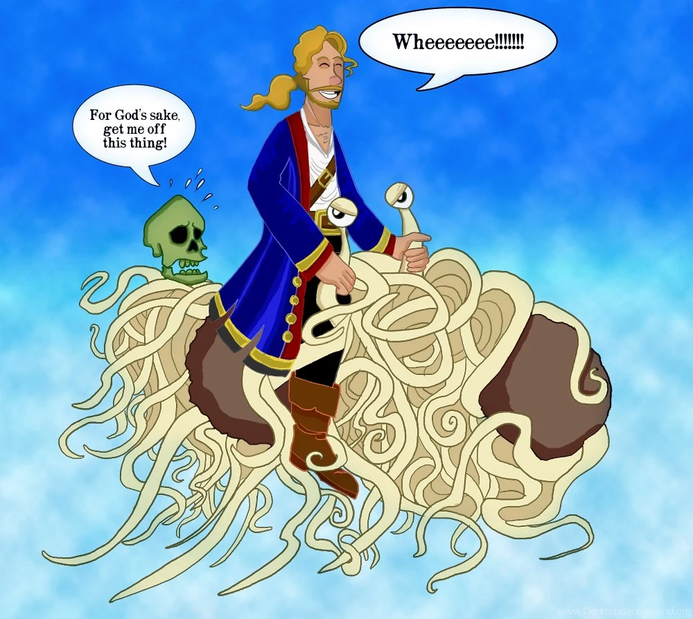 Guybrush Riding The FSM By Xanadu7 On DeviantArt