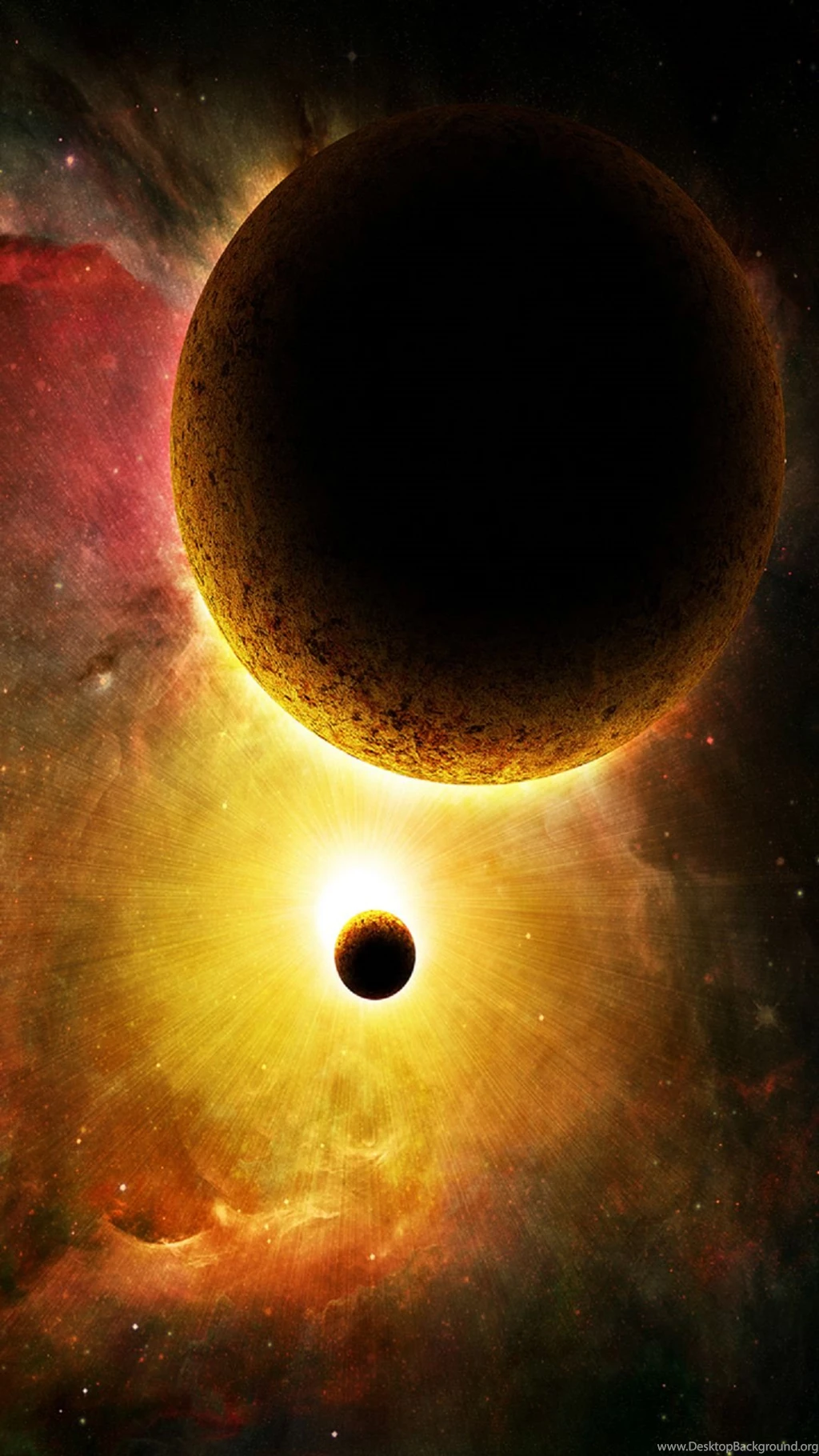 Burning Planets In Space Android Wallpapers