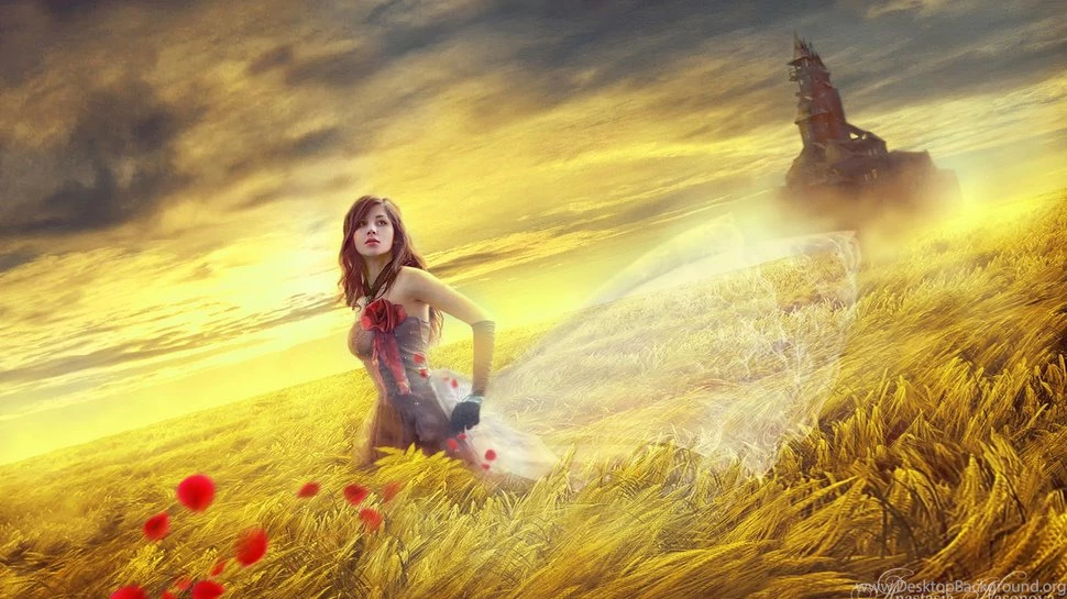 Anastasia Nasonova, Fantasy, Art, Castle, Girl, Field Wallpapers ...