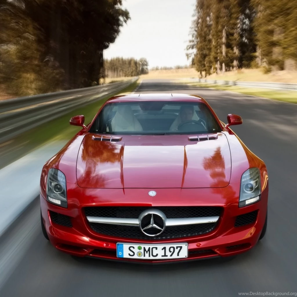 Mercedes Benz Sls Amg Red 2010 iPad Wallpapers Download