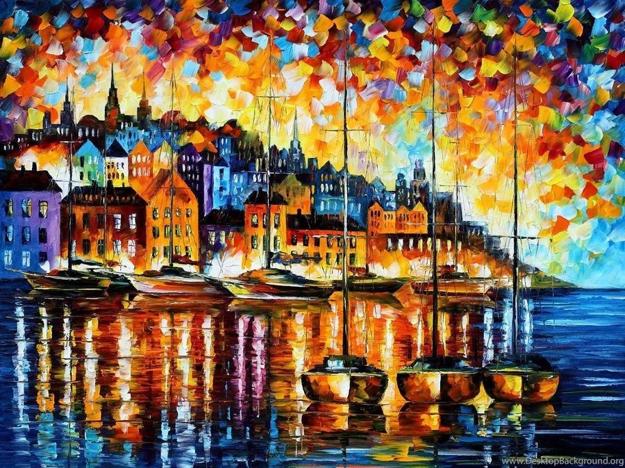 Amsterdam Night Canal By Leonid Afremov By Leonidafremov On ...
