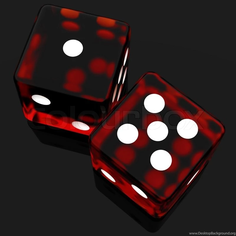 3D Red Rolling Dice On Black Backgrounds