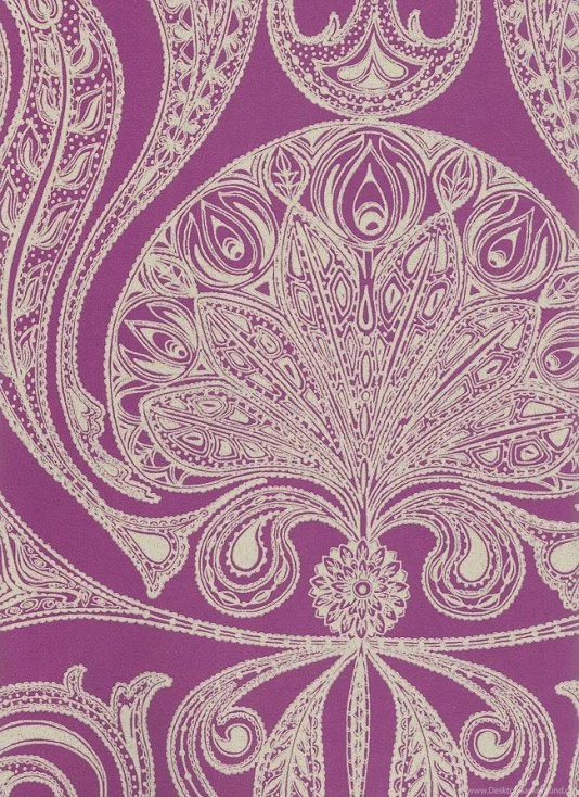 Cream/Purple Indian Paisley Wallpapers