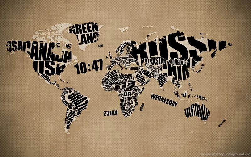 Typographic World Map · Wallpapers Clocks · Vladstudio