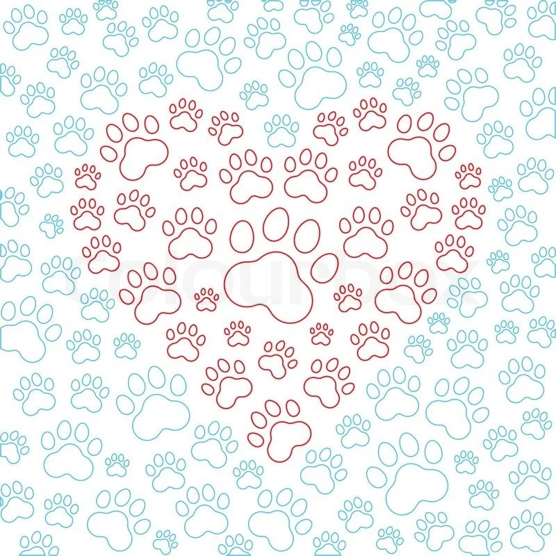 Heart With Dog Or Cat Paws Background. Vector Illustration ...