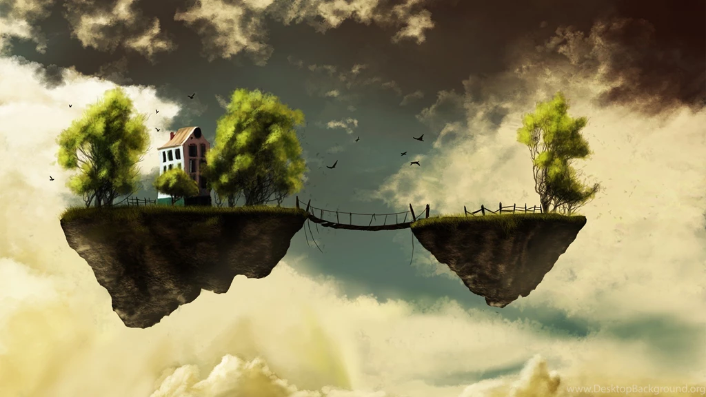 3D Nature House Tree In Sky Art Wallpapers DreamLoveWallpapers