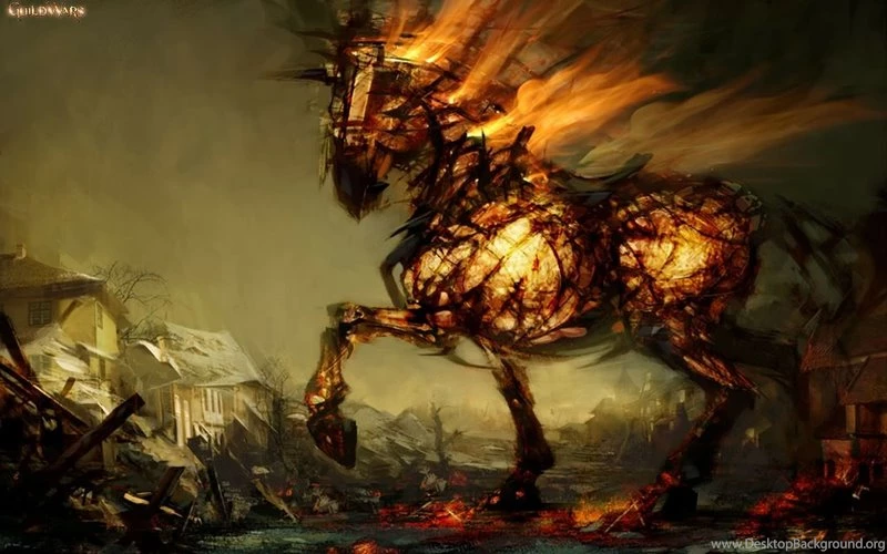 Black Dark Flameing Horse – Video Games Guild Wars HD Desktop ...
