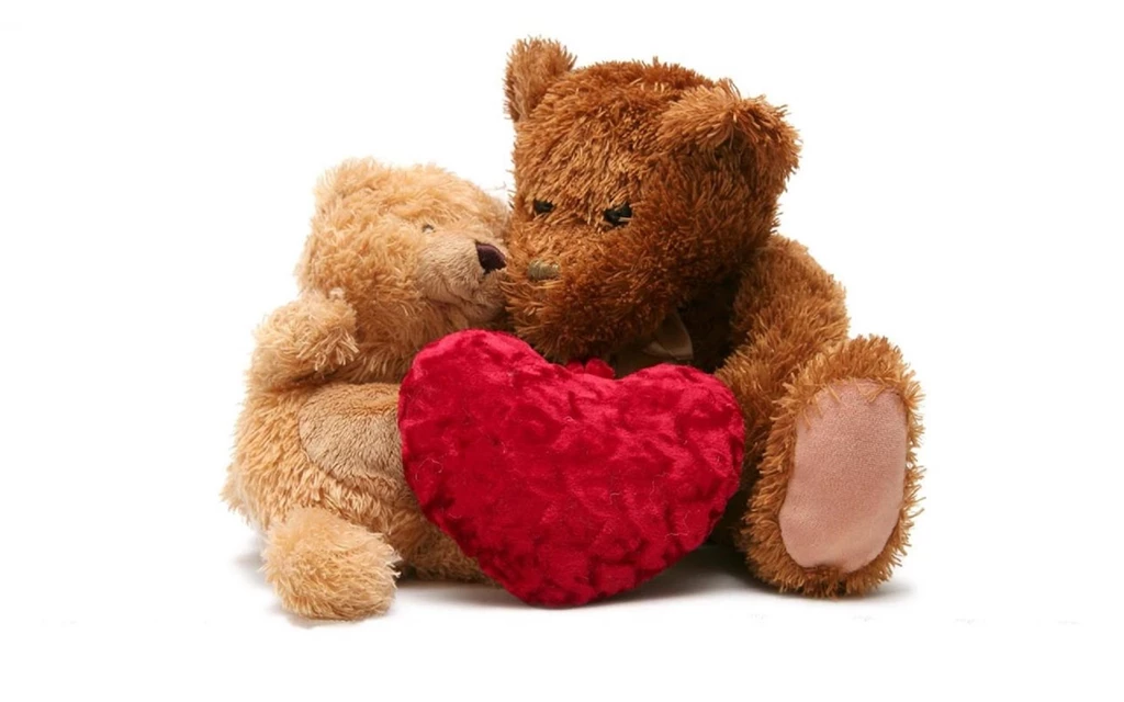 Red Heart Hugs Of Teddy Bear Love Wallpapers