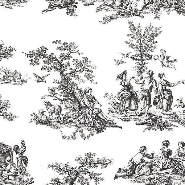 Early American Garden Black Toile Wallpapers Double Roll Bolts ...