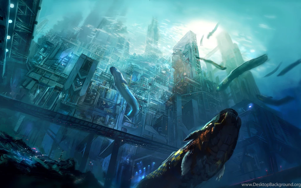 Artwork, Concept Art, City, Underwater, Sea, Fantasy Art, Digital ...