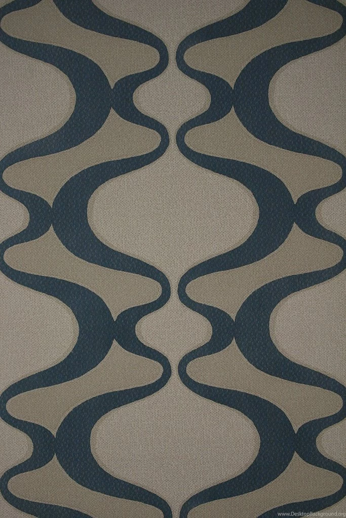Verner Panton 1970s Blue Geometric Vinyl Wallpapers