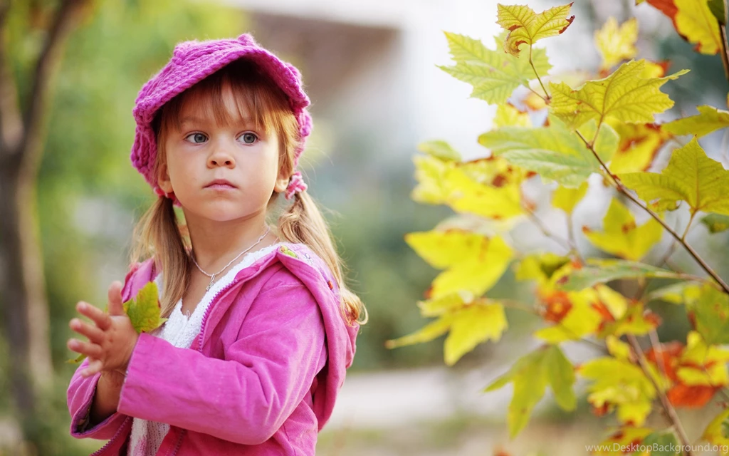 Cute Baby Child Walking In Autumn Park With Pink Top High Quality ...