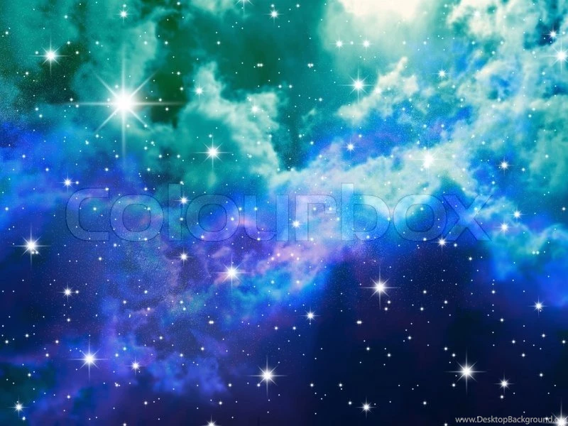 The Night Sky In Stars And Blue Galaxies