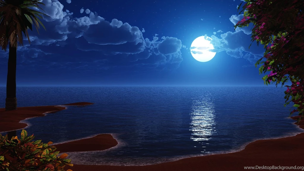 Wallpapers Bleu Silence Beaches Oceans Moon Blue 1920x1080 ...