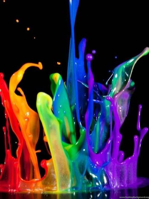 Many Colors Of Paint Splatter On Black Backgrounds