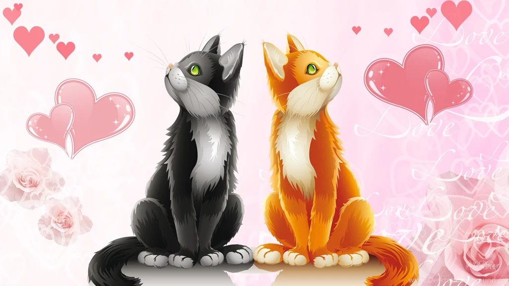 Cute Animal Cat Valentines Day Hd Free Wallpapers