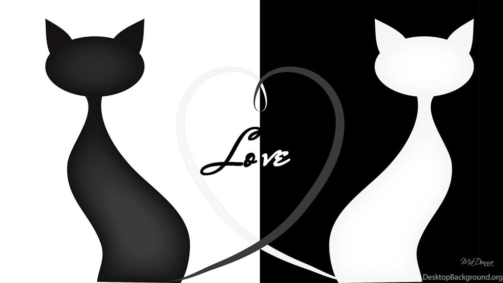 Cat Silhouette Love 1920x1080 Full HD Wallpapers