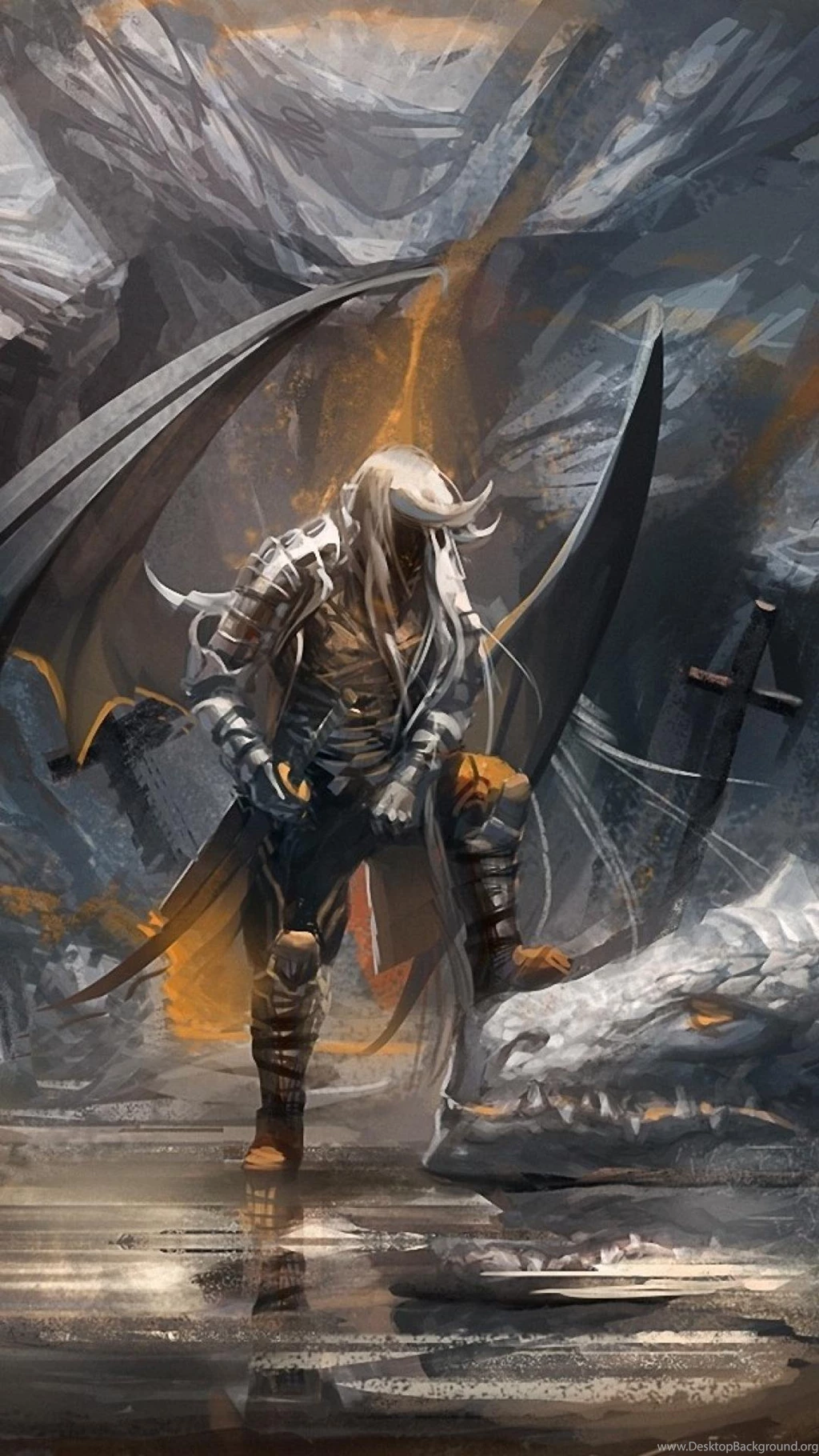 Artwork Warriors Claws Dragon Slayer Swords Armour Wallpapers
