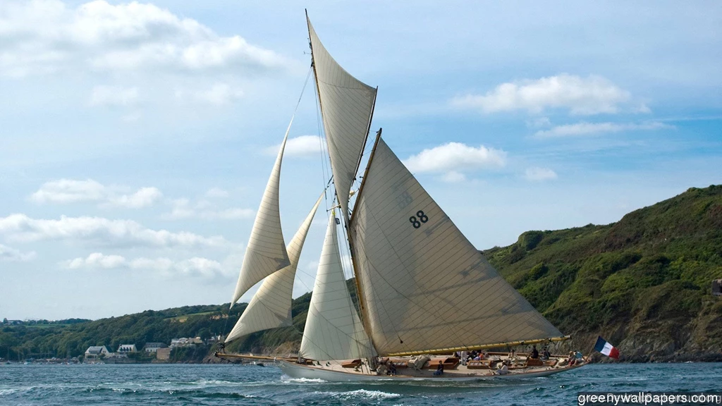 Download Drawings Ship Sail 1366x768 Wallpapers