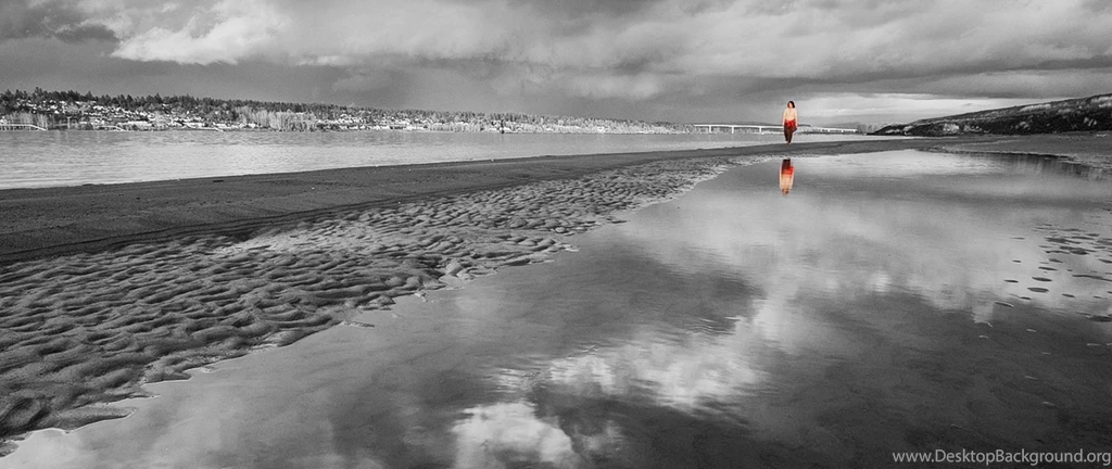 Download Wallpapers 2560x1080 Beach, Sand, Water, Person ...