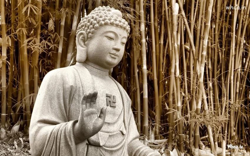 Lord Buddha Statue Black And White With Natural Backgrounds Wallpapers