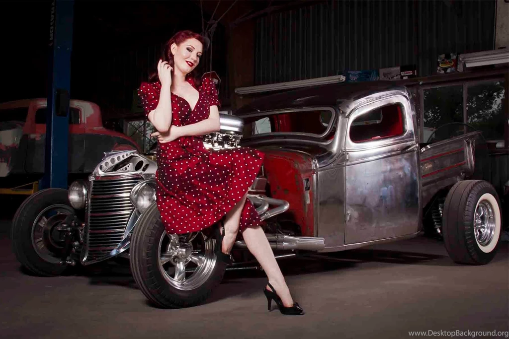 Women, Car, Polka Dots, Women With Cars, Old Car Wallpapers HD ...