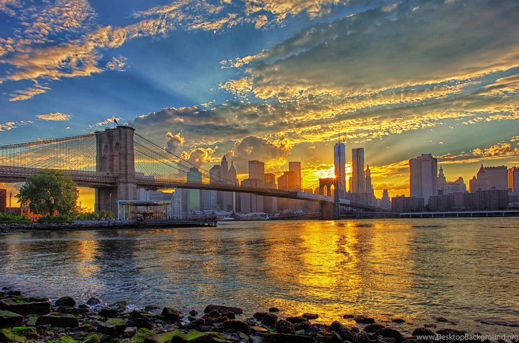 Bridges Brooklyn Bridge Sunrise Beautiful New York Sky Wallpapers ...